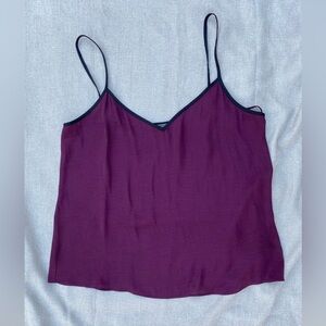 Vince Camuto Camisole Purple Tank Top With Black Contrast Piping Straps S